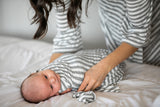 Grey & White Striped Maternity Robe and Baby Swaddle