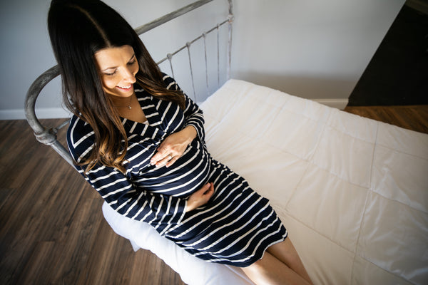 Navy & White Striped Maternity Robe and Baby Swaddle